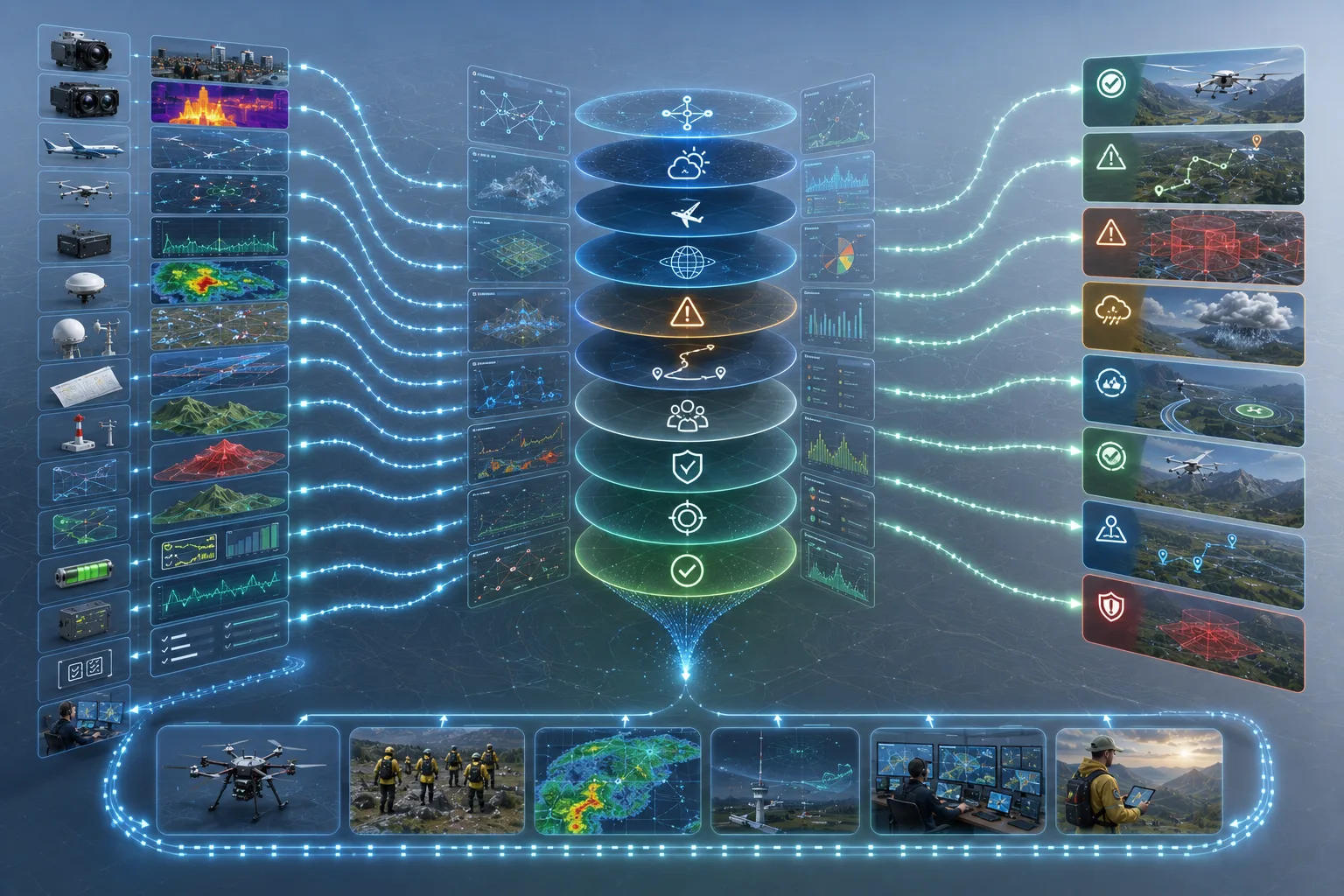 ARS operational decision engine diagram showing advisory reasoning and evidence-linked outputs.