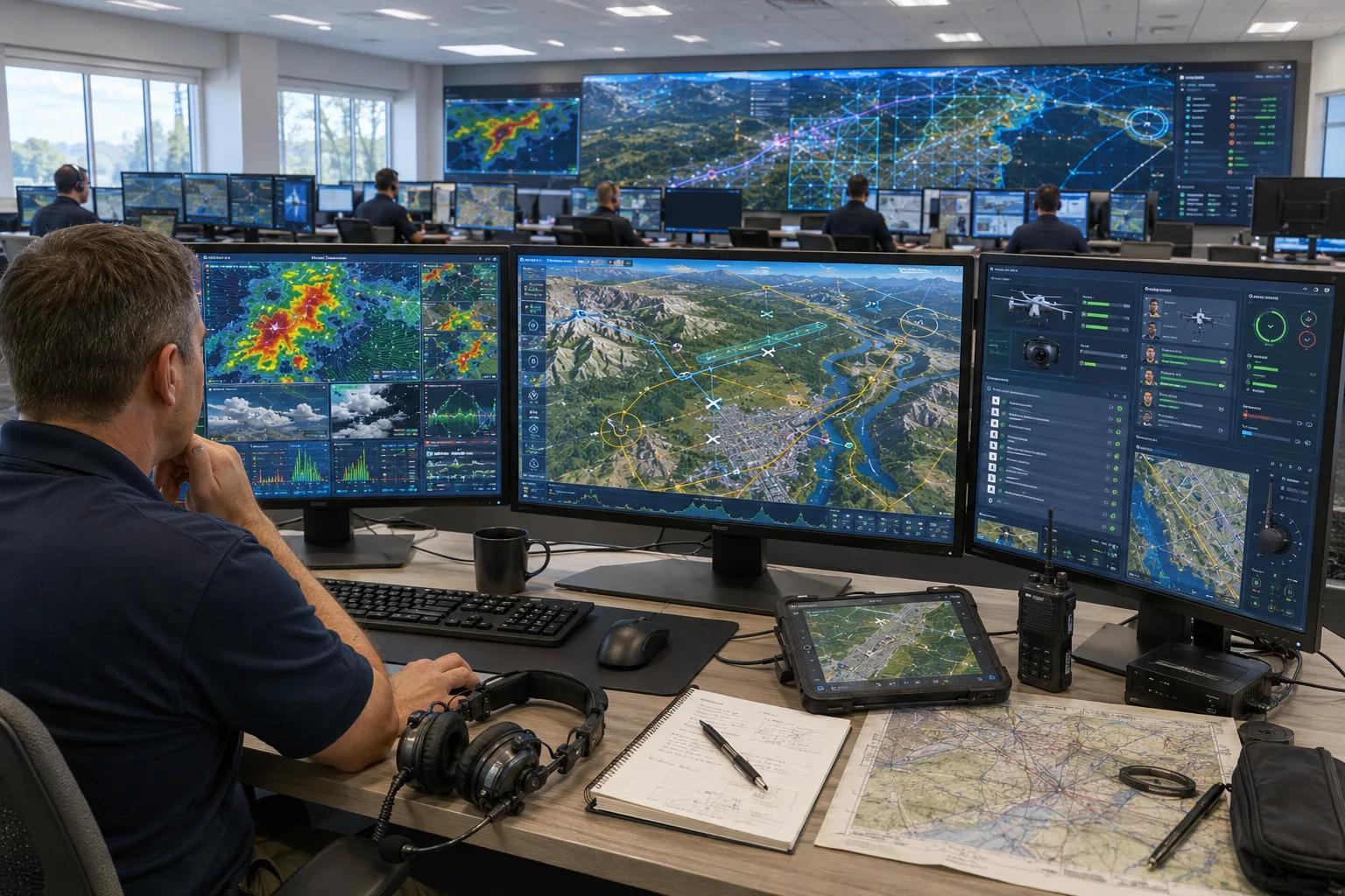 Aviation mission planning workstation concept for advisory ARS workflows.