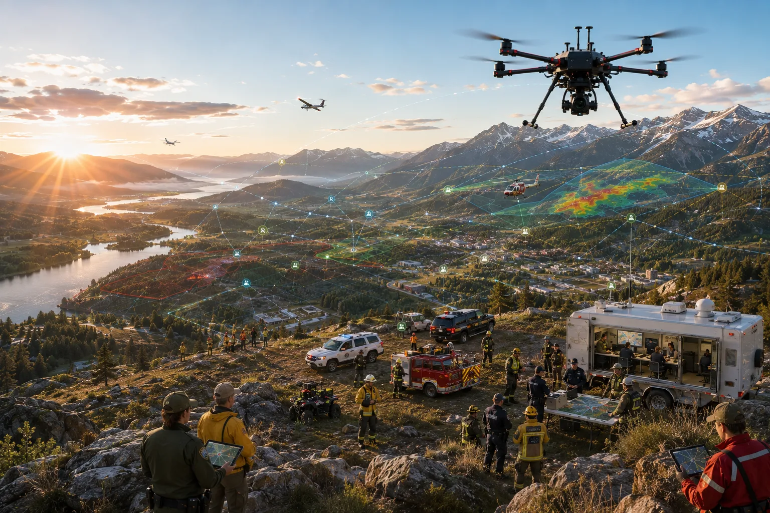 Conceptual future public safety aviation scene for ARS mission intelligence storytelling.
